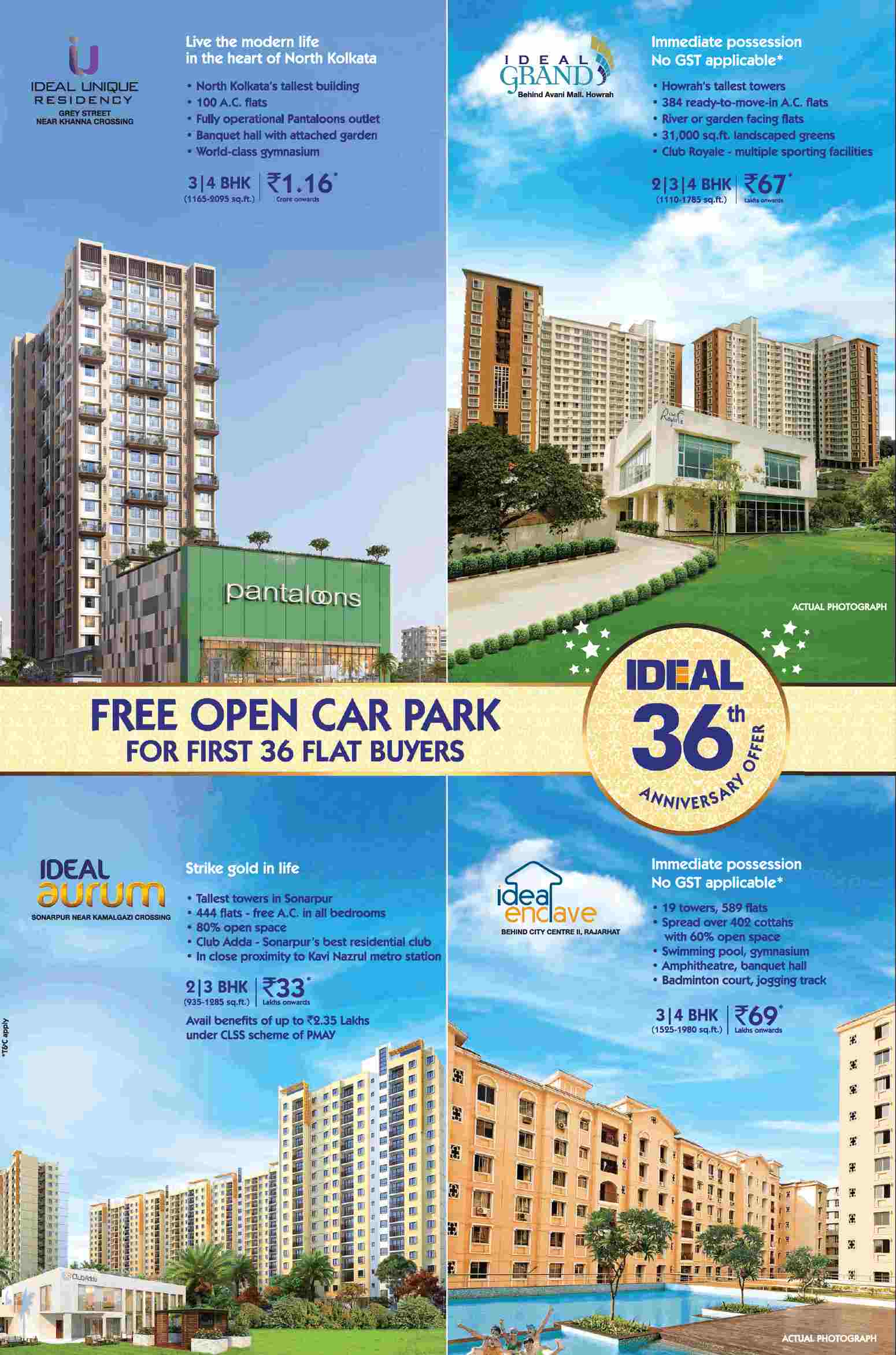 Avail the 36th-anniversary offer by investing at Ideal properties in Kolkata
